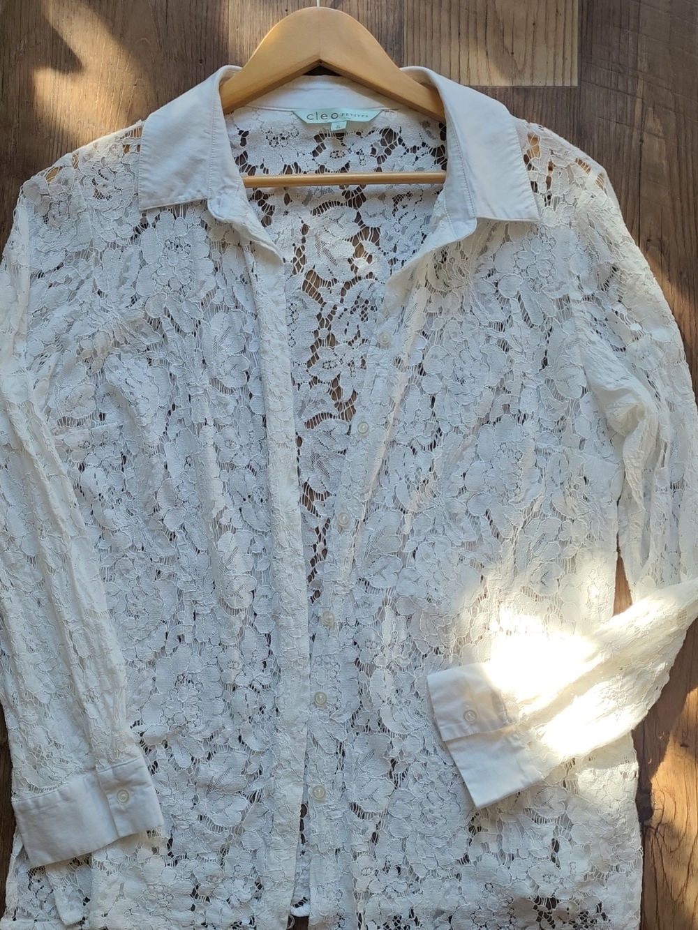 Cleo Lace Button-Front Shirt - Ivory Lace Women's Top XL